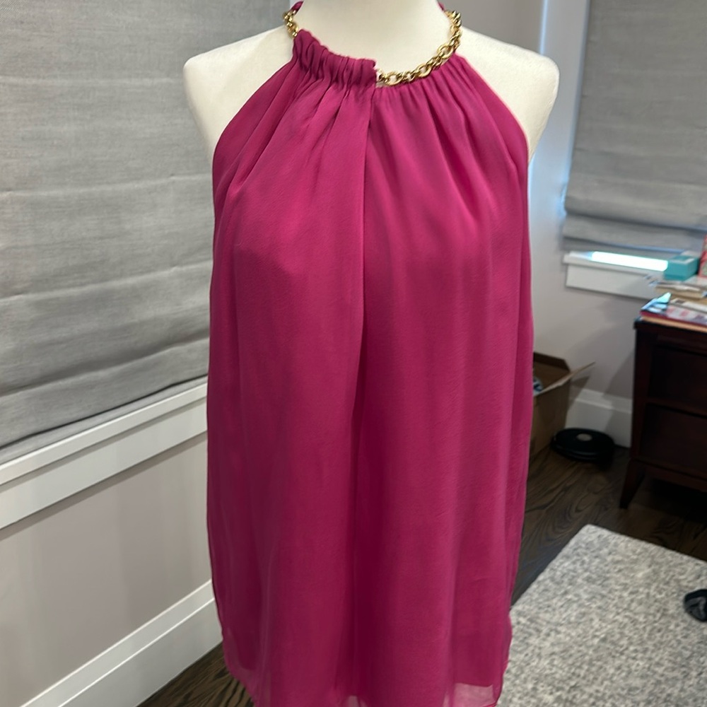 DVF size small fuchsia, silk blouse.  brand new!